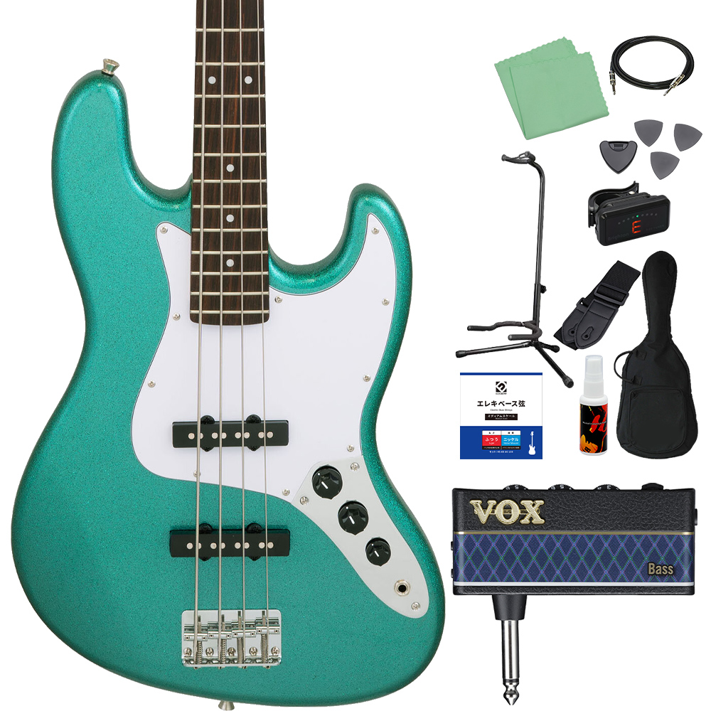 LEGEND レジェンド LJB-Z GLGR / LJB-Z M GLBK ベース初心者12点セット ヘッドホンアンプ付 エレキベース 限定モデル ラメ塗装の画像