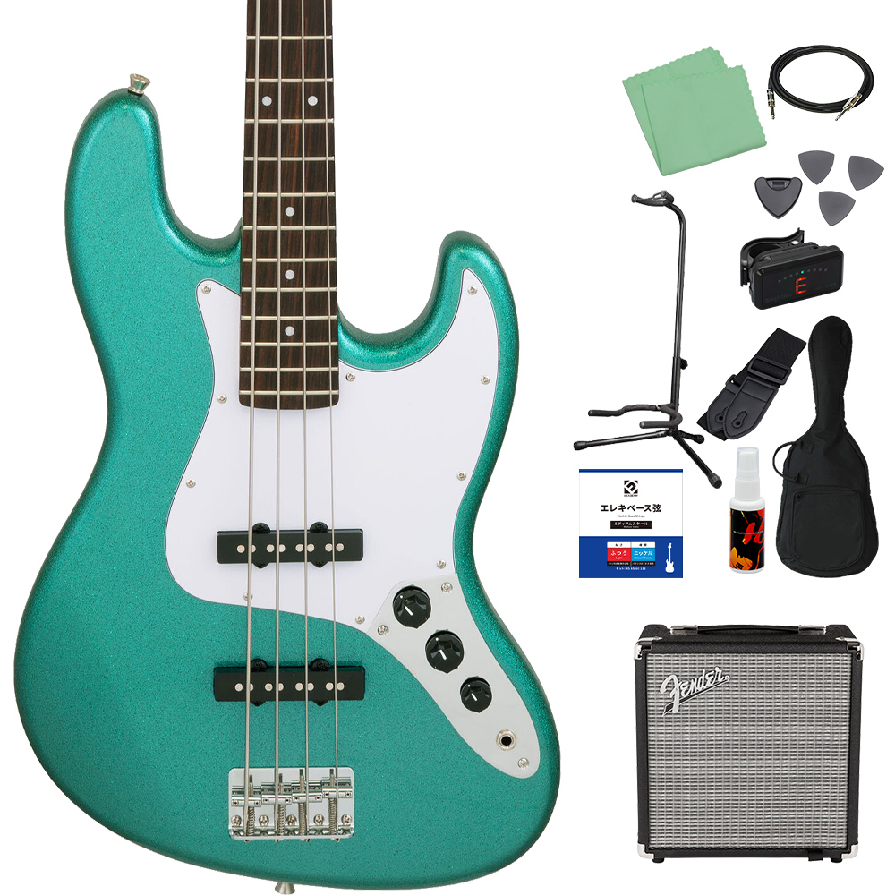 LEGEND レジェンド LJB-Z GLGR / LJB-Z M GLBK ベース初心者12点セット Fenderアンプ付 エレキベース 限定モデル ラメ塗装の画像