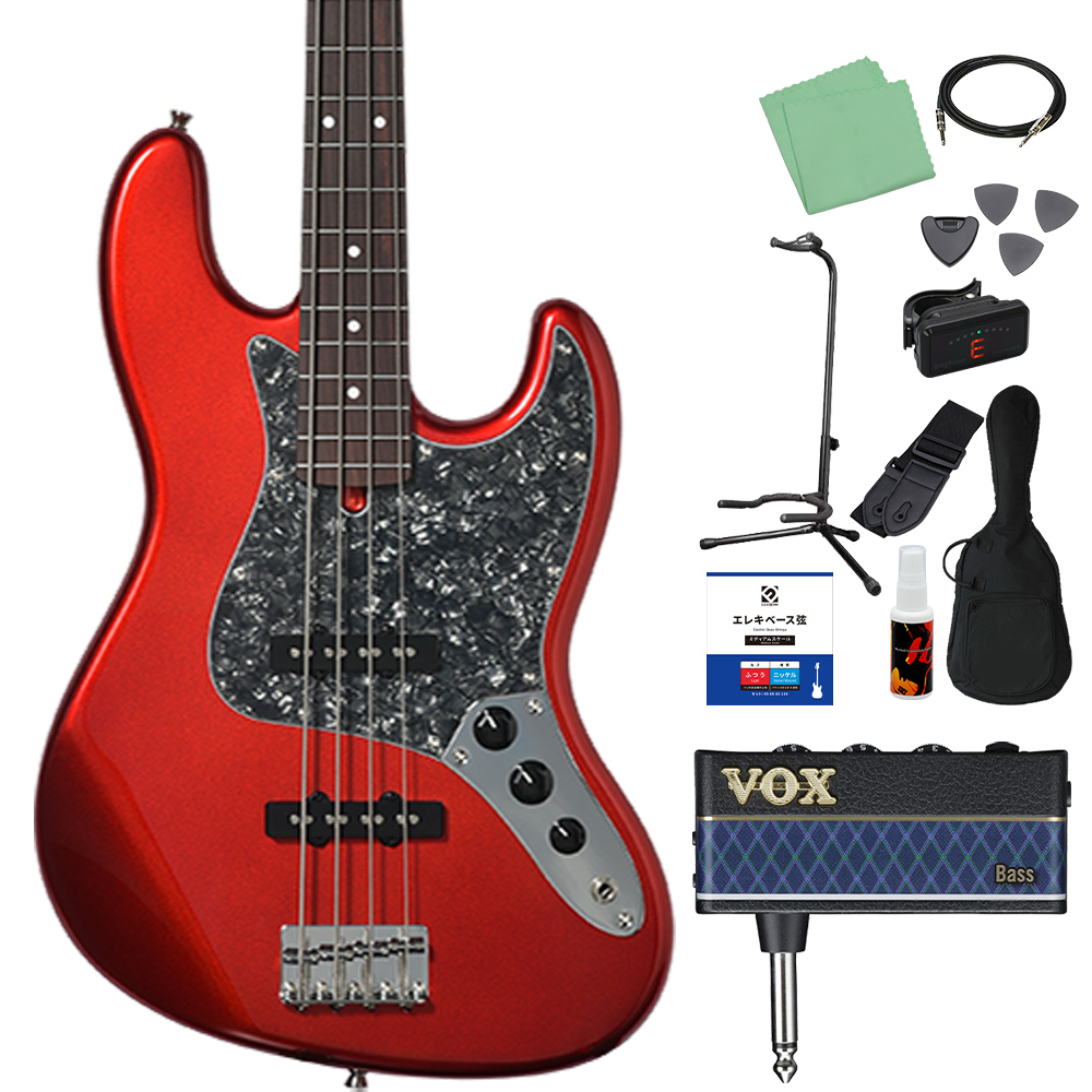 Bacchus バッカス BJB-1-RSM/R-BPPG ベース初心者12点セット ヘッドホンアンプ付 エレキベース ユニバースシリーズの画像