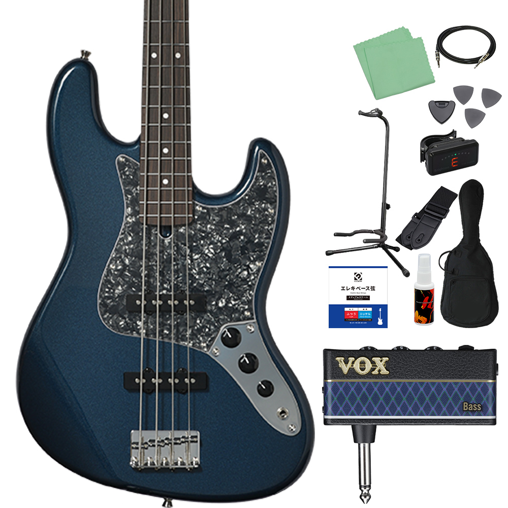 Bacchus バッカス BJB-1-RSM/R-BPPG ベース初心者12点セット ヘッドホンアンプ付 エレキベース ユニバースシリーズの画像