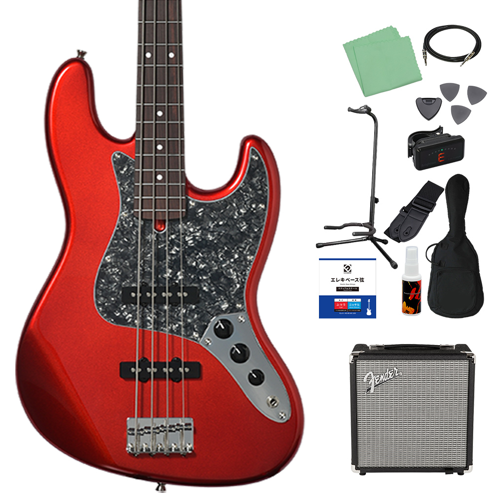 Bacchus バッカス BJB-1-RSM/R-BPPG ベース初心者12点セット Fenderアンプ付 エレキベース ユニバースシリーズの画像