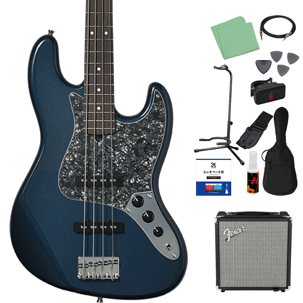 Bacchus バッカス BJB-1-RSM/R-BPPG ベース初心者12点セット Fenderアンプ付 エレキベース ユニバースシリーズの画像