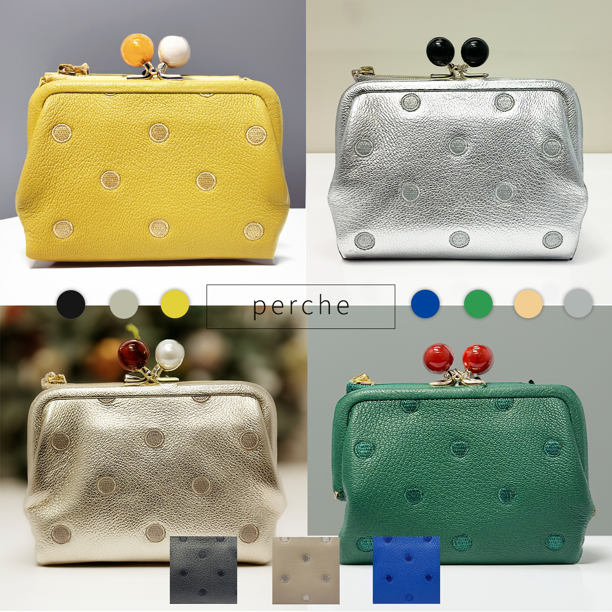 ✨大容量/美品✨ぺルケ タイガーアイ調 がま口 二つ折りフリンジ