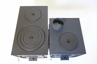 新保製作所 ミニ 薪ストーブ 3面窓付 ”チョッパー”煙突上出し