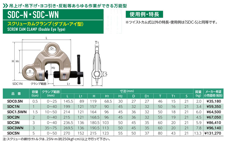 SUPER TOOL スーパーツール スクリューカムクランプ(ダブル・アイ型