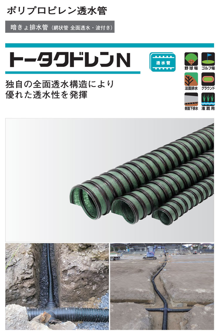 暗渠排水管 透水管 トータクドレンN TDRN75 内径77.0mm×外径88.0mm 長さ20m 網状管 東拓工業(TAC) /個人宅配送不可 :  tac1702 : 清水金物.biz - 通販 - Yahoo!ショッピング