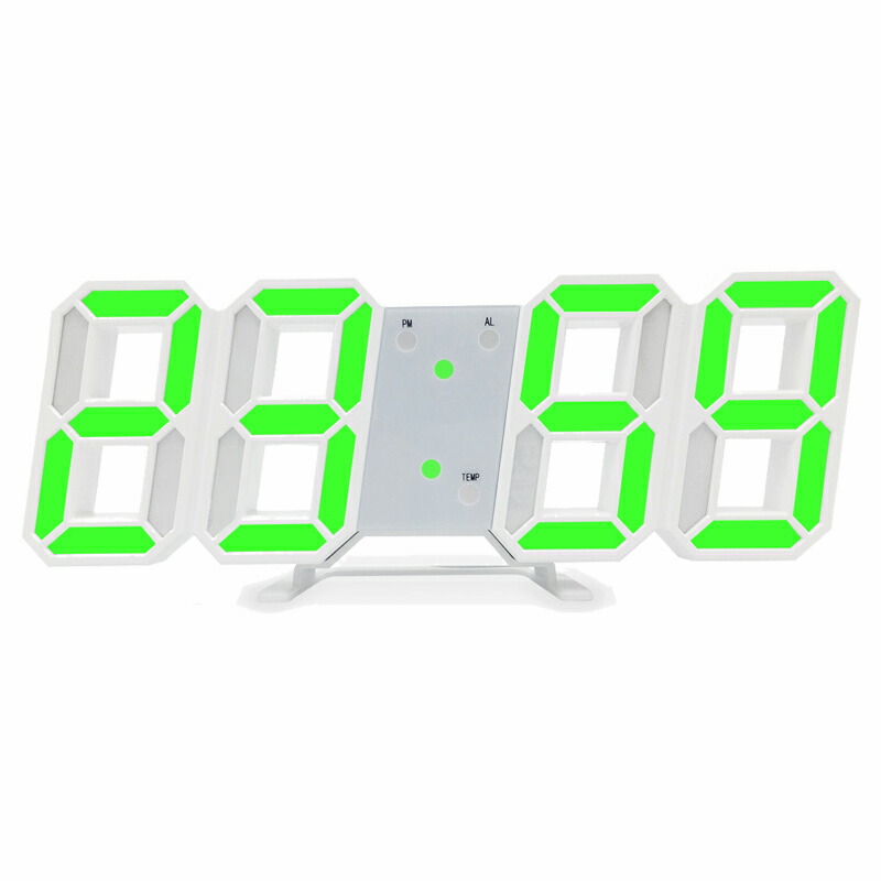 デジタル時計 壁掛け 置時計 白枠  LED 3D 数字 壁時計 掛け時計 目覚まし時計 置き時計 3D数字 ホーム ベッドサイド 事務所 学校用｜shimmer｜04