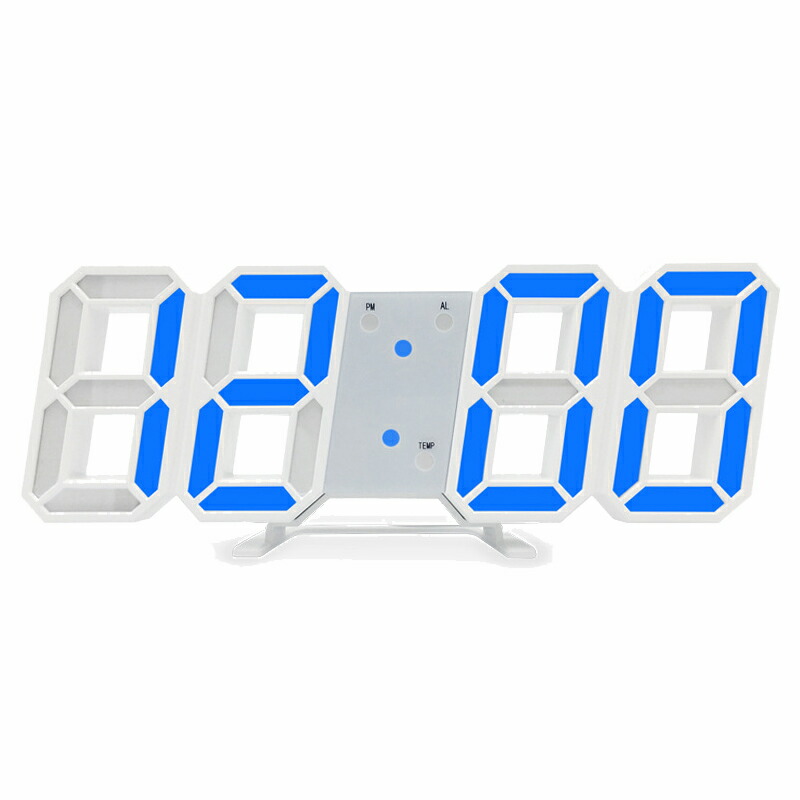 デジタル時計 壁掛け 置時計 白枠 LED 3D 数字 壁時計 掛け時計 目覚まし時計 置き時計 3D数字 ホーム ベッドサイド 事務所 学校用
