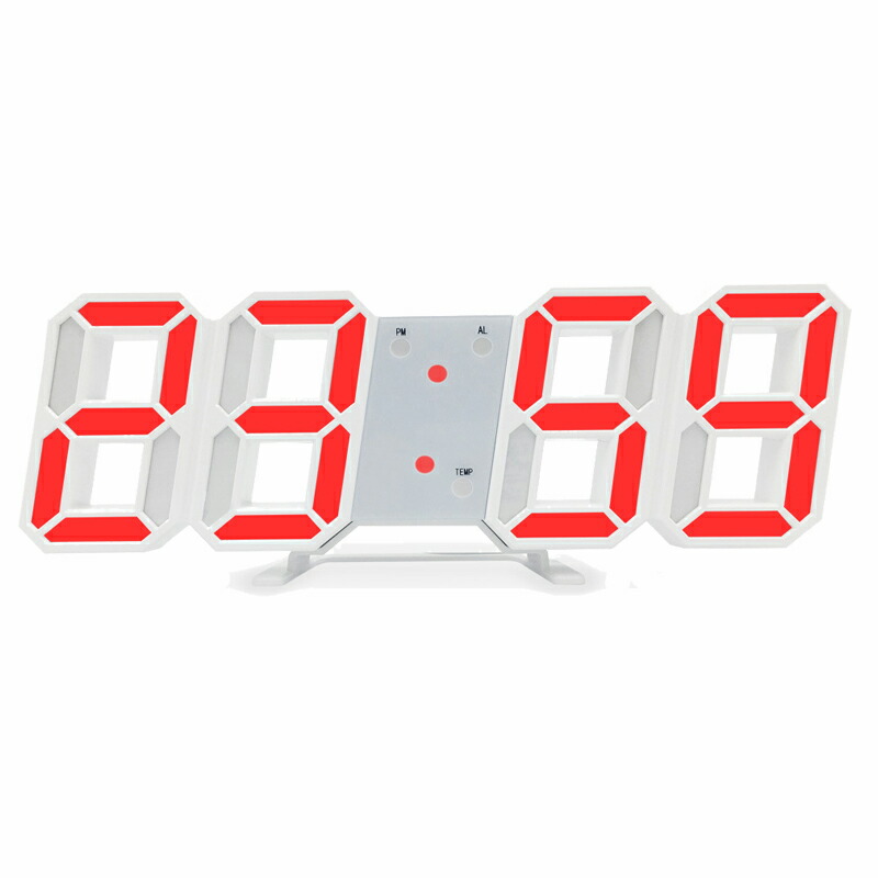デジタル時計 壁掛け 置時計 白枠  LED 3D 数字 壁時計 掛け時計 目覚まし時計 置き時計 3D数字 ホーム ベッドサイド 事務所 学校用｜shimmer｜02