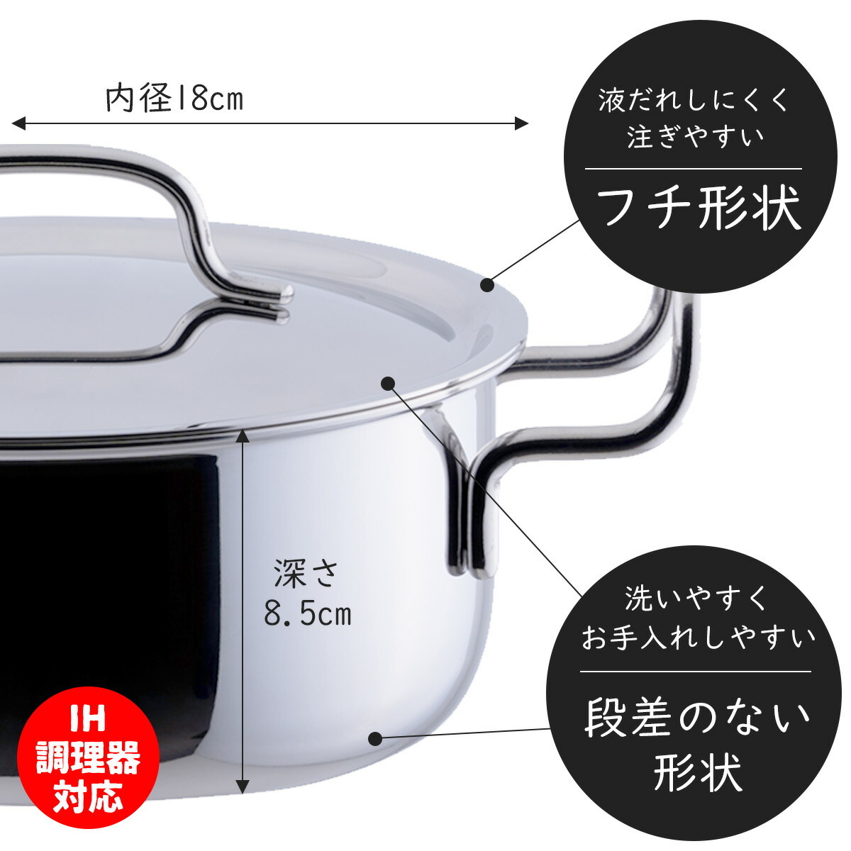 ジオ・プロダクト 両手鍋 18cm 7層構造 ステンレス アルミ 無水調理