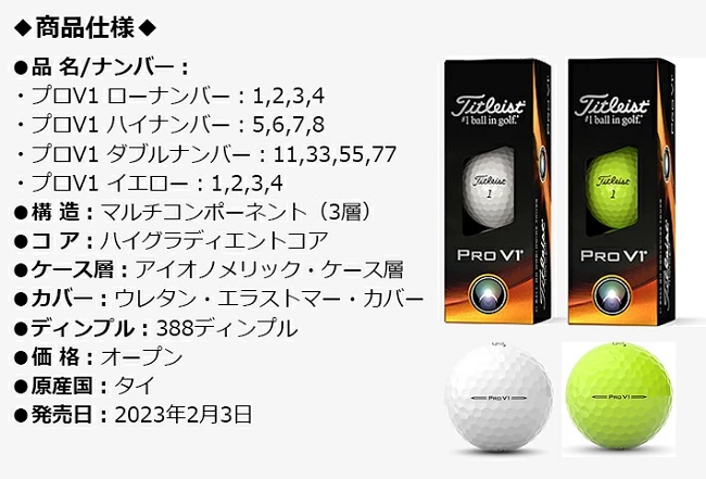 ロストボール ランク2 タイトリスト Pro V1 23年モデル ホワイト 1球