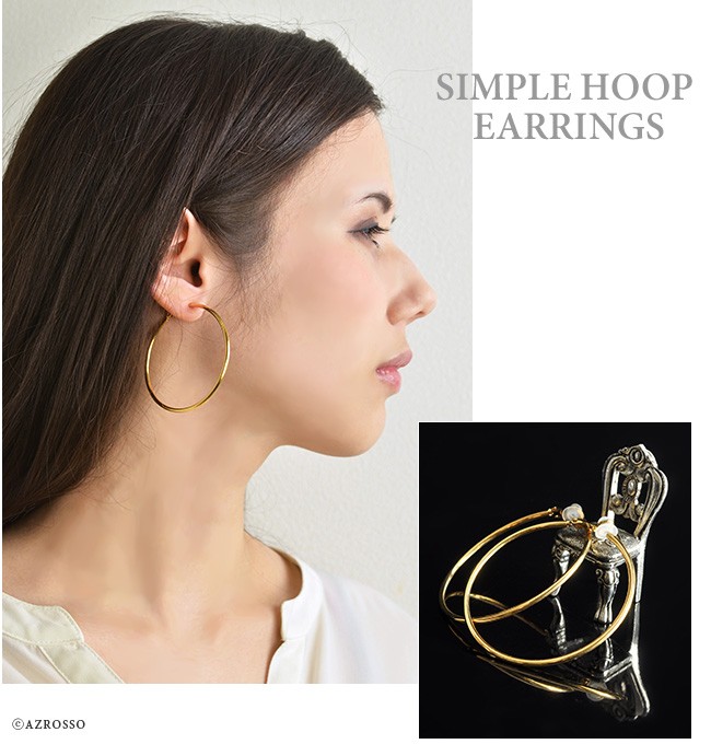 ピアリング イヤリング ゴールド フープ 5cm 18k 18金 コーディング