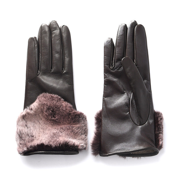 新品 GALA GLOVES ベージュ レザー ファー付き手袋
