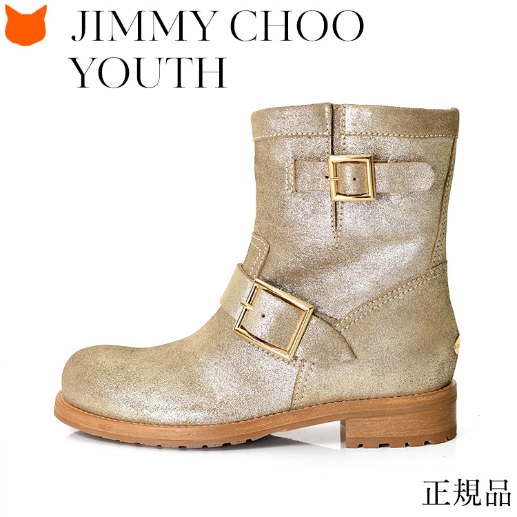 Jimmy Choo ショートブーツ エンジニアブーツ レディース ブランド ジミーチュウ Youth 本革 バイカー ブーツ 黒 25cm