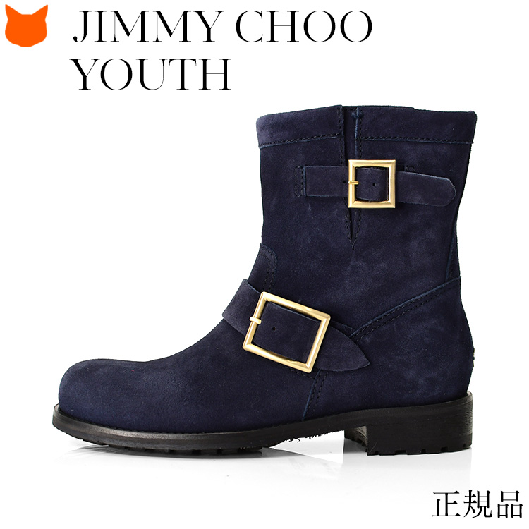 Jimmy Choo ショートブーツ エンジニアブーツ レディース ブランド ジミーチュウ Youth 本革 バイカー ブーツ 黒 25cm
