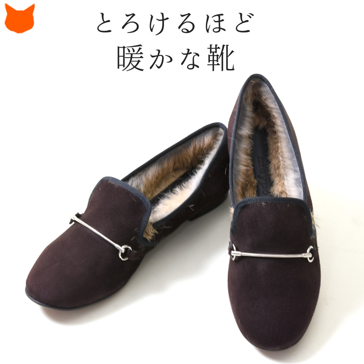 【maypol】スエード オペラ シューズ フラット パンプス ファー maypol オペラシューズ スエード フラット パンプス ラビット