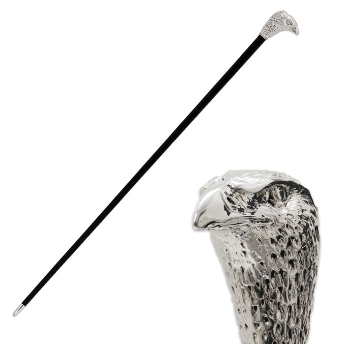 ステッキ 杖 おしゃれ かっこいい 一本杖 イーグル 鷲 鳥 ブラック 黒 シルバー アニマル ハンドル アニマルヘッド 動物 パソッティ  PASOTTI