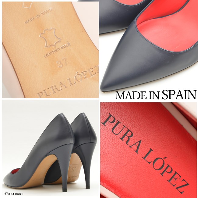 PURA LOPEZ ハイヒール パンプス 9cm ベージュ ピンク 24cm 25cm 本革