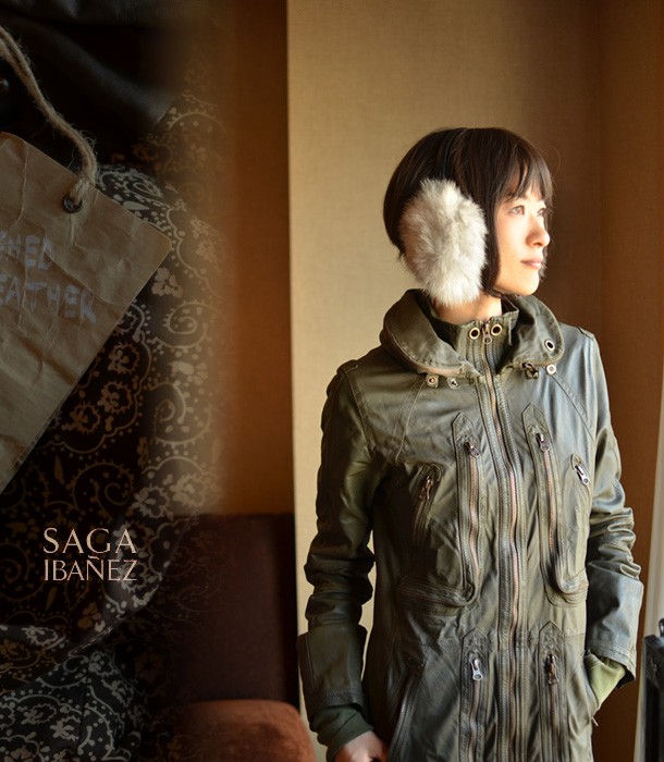 SAGA IBANEZサガ・イバニェス レザージャケット レザージャケット ブルゾンコート ロング丈 レディース SAGA