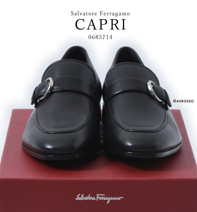 フェラガモ 靴 メンズ ガンチーニ ベルト モンクストラップ CAPRI Salvatore Ferragamo 正規品 父の日 プレゼント 誕生日  黒 ネイビー 24.5