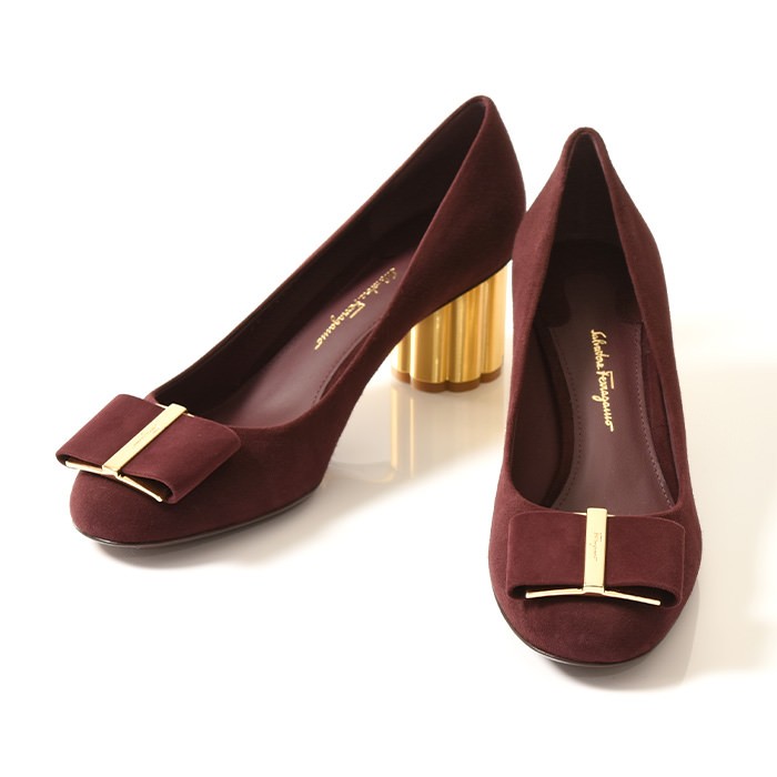 フェラガモ パンプス スエード 靴 レディース CAPUA Salvatore Ferragamo 正規品 チャンキー ヒール ゴールド ボルドー ブルー フェラガモ パンプス スエード 靴 レディース CAPUA Salvatore Ferragamo 正規品 チャンキー ヒール ゴールド ボルドー ブルー