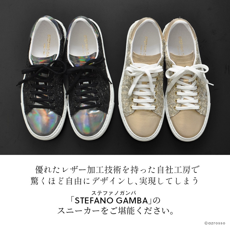 レザー スニーカー レディース 本革 ローカット 厚底 STEFANO GAMBA