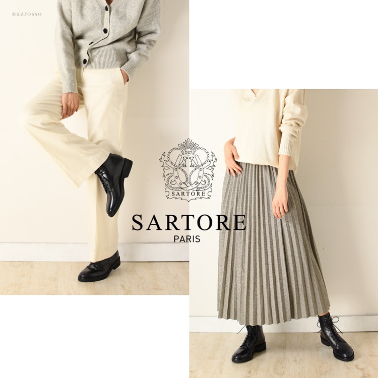 SARTORE レースアップブーツ レディース 本革 編み上げブーツ 黒