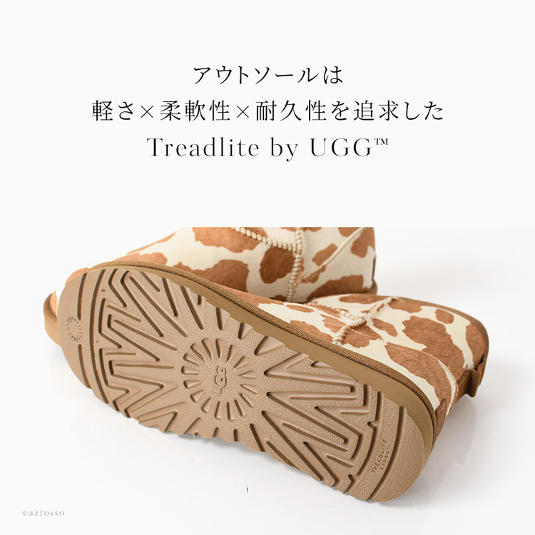 ugg ブーツ レディース ムートンブーツ 牛柄 ショートブーツ ハラコ 調 アグ 正規品 日本未発売 Classic Mini Cow Print  Bootd クラシック ミニ カウ プリント