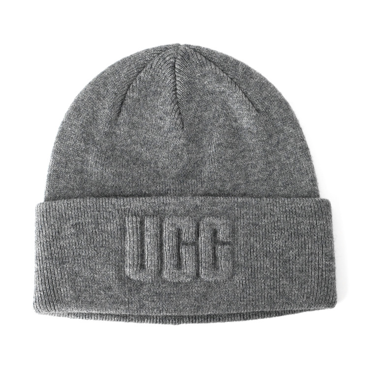 ugg ニット帽 レディース ニットキャップ ニット ビーニー ブランド ロゴ 3D Logo Knit Beanie 20967 正規品 アグ 帽子  黒 ブラック グレー 紺 ネイビー