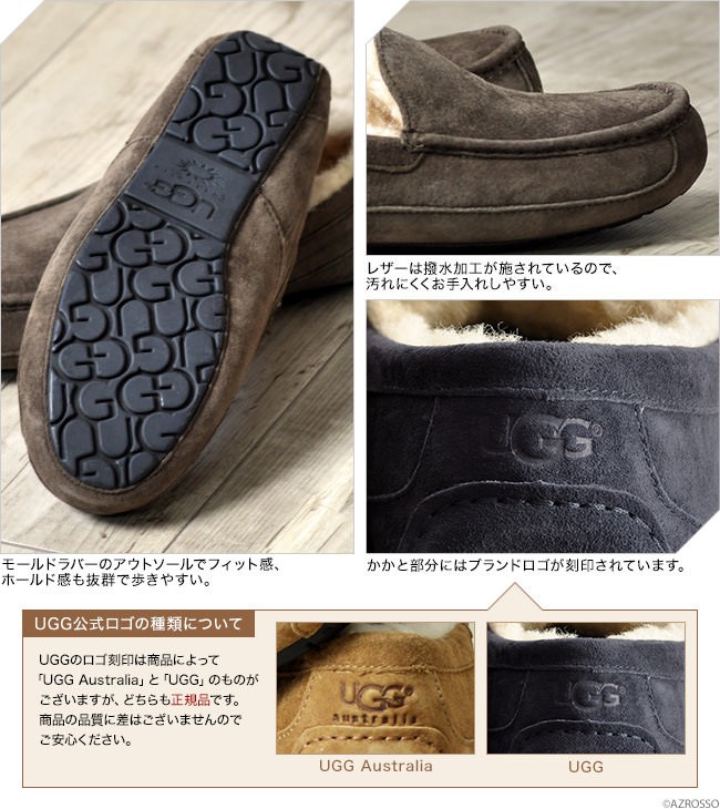 UGG メンズ スリッポン ボア ムートンシューズ フラットシューズ