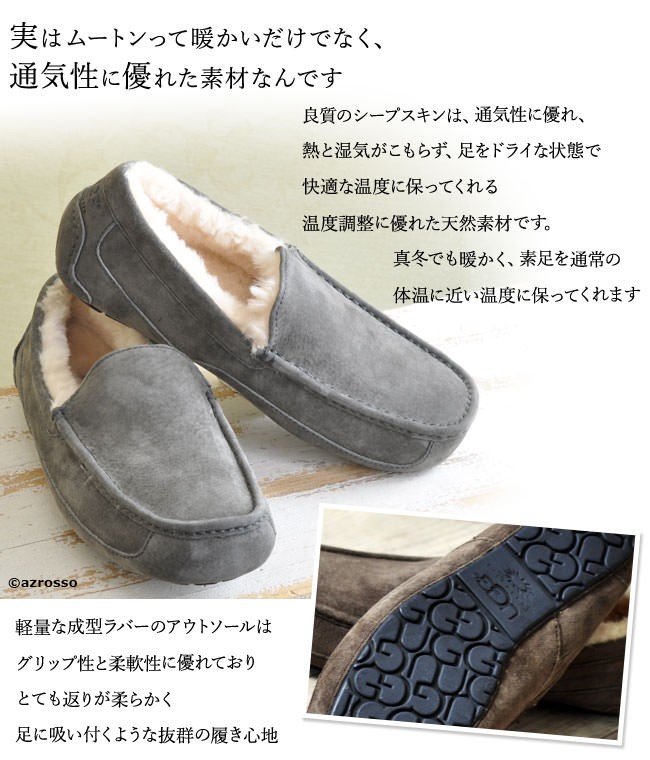 UGG メンズ スリッポン ボア ムートンシューズ フラットシューズ アグ