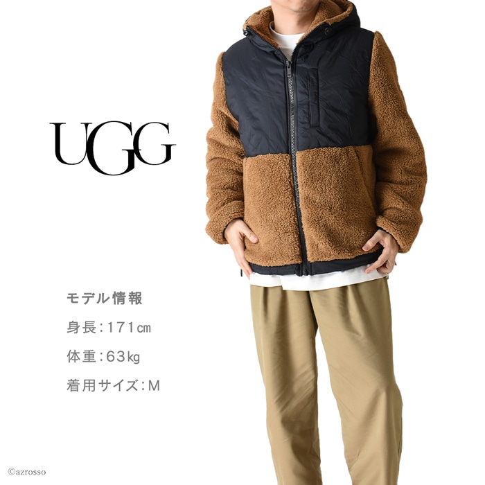 フリース ジャケット メンズ アウター UGG アグ ジップアップ パーカー ハイネック ボア ブルゾン 軽量 ブラウン 茶色 ブラック 黒  ミントグレー バイカラー