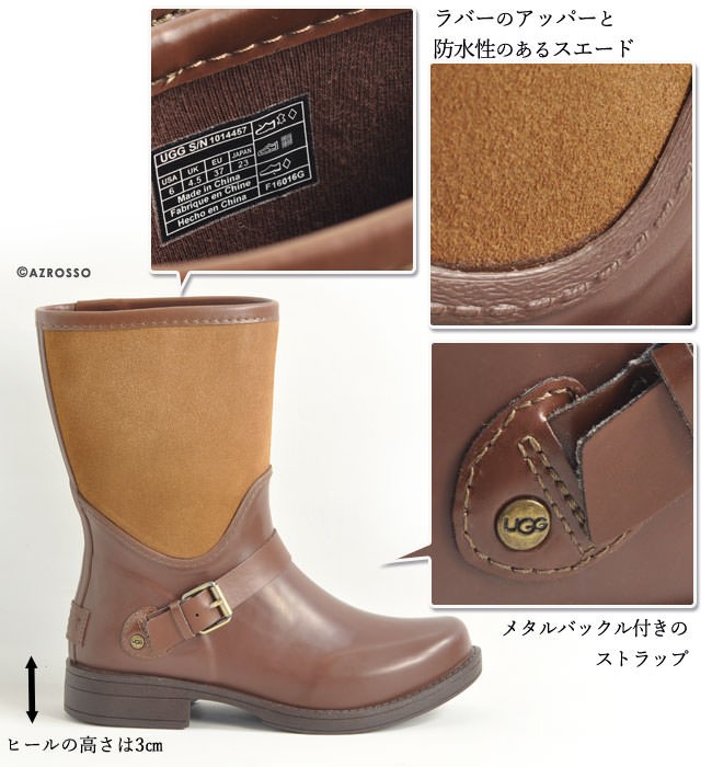 UGG レインブーツ ショート ブーツ レディース SIVADA 長靴 ブラック