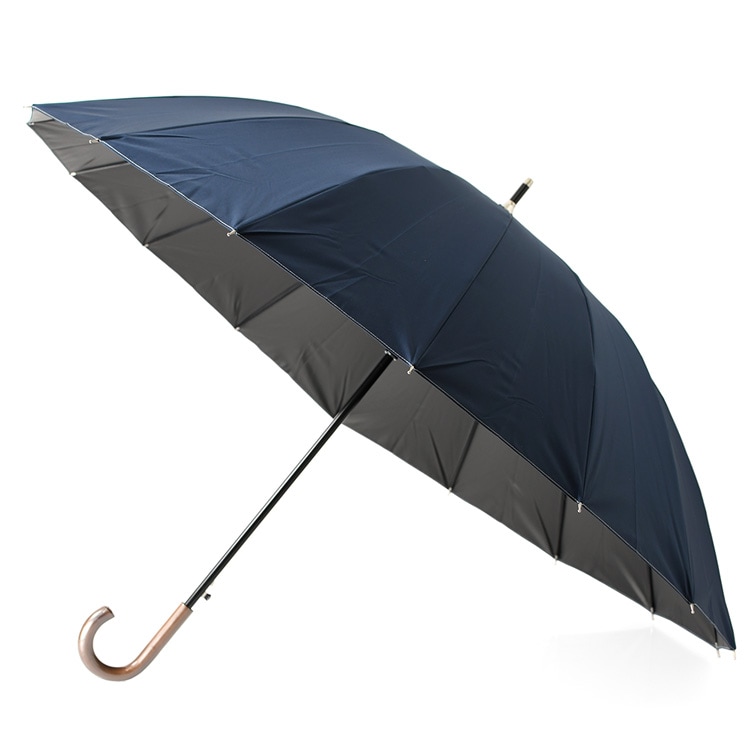 長傘 16本骨 耐風 雨傘 晴雨兼用 大判 遮光 UVカット遮熱 サマーシールド ネイビー ターコイズ ブルー 65 ユビオン