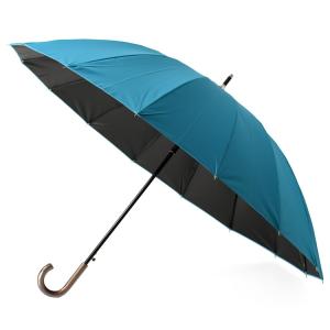 長傘 16本骨 耐風 雨傘 晴雨兼用 大判 遮光 UVカット遮熱 ネイビー ターコイズ ブルー 65...