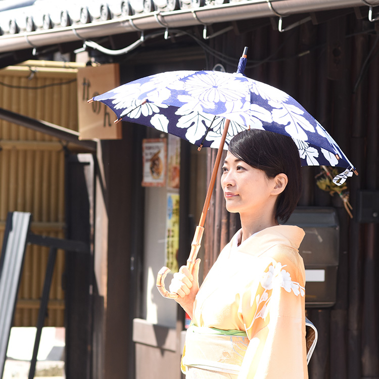 日傘 母 長傘 レディース 浴衣 生地 傘 日本製 ワカオ WAKAO 和柄 花柄 8本骨 和装 着...