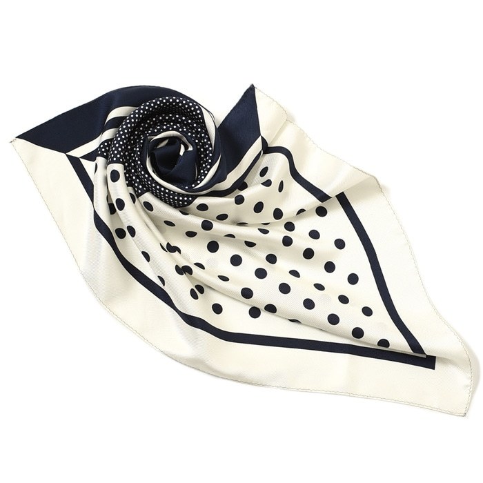 シルク スカーフ ドット シルク100 水玉 日本製 正方形 横浜スカーフ 