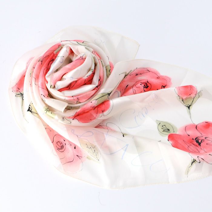 スカーフ シルク 日本製 大判 正方形 花柄 横浜スカーフ ブランド 絹 