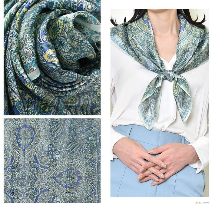 スカーフ シルク 日本製 大判 正方形 ペルシャ柄 母 ギフト レディース