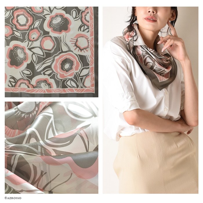 シルク スカーフ 正方形 絹 シルク100% サテン 大判 人気 ブランド 