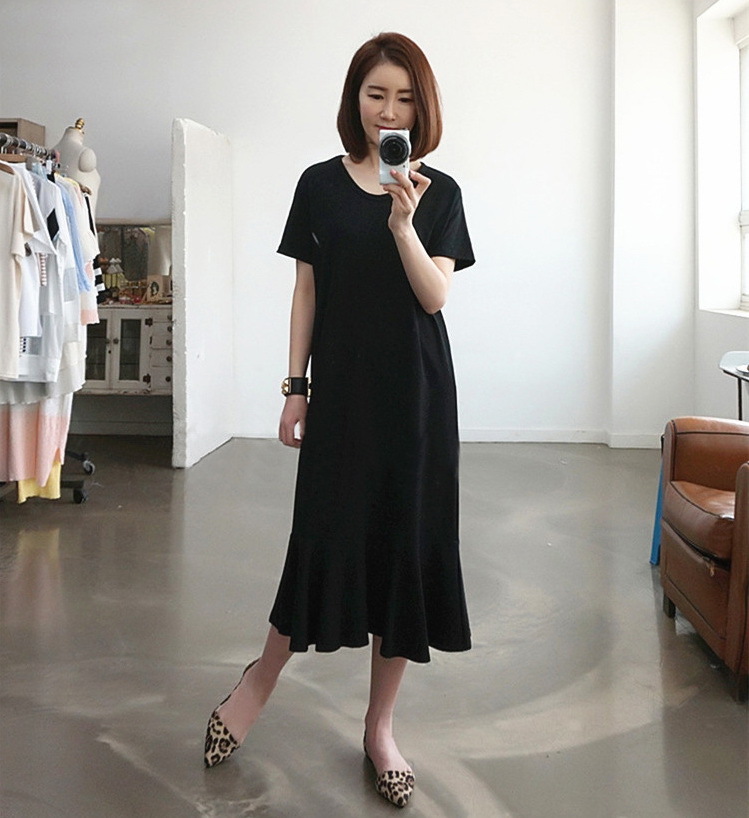 レディース ワンピース 半袖 Tシャツワンピース カットソー ショート丈 半袖 夏ワンピース 部屋着 普段着 夏 オシャレ 韓国風 カジュアル 黒 無地 ワンピース Sg2373 Shinga Shop 通販 Yahoo ショッピング