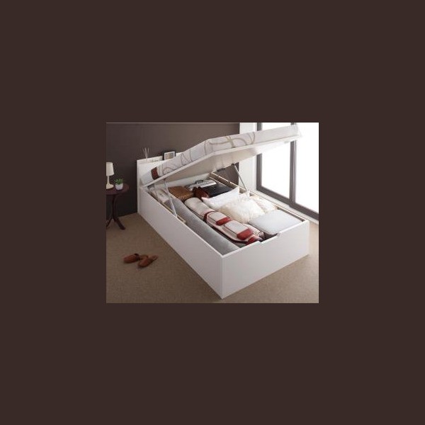 期間セール ！ ベッドフレーム 収納ベッド シングル マットレス付き 国産跳ね上げ収納ベッド マルチラススーパースプリングマットレス付き 縦開き シングル 深さレギュラー 【GMS1313809213】(47475円)