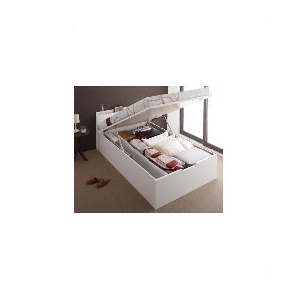 期間セール ！ ベッドフレーム 収納ベッド シングル マットレス付き 国産跳ね上げ収納ベッド マルチラススーパースプリングマットレス付き 縦開き シングル 深さレギュラー 【GMS1313809213】(47475円)