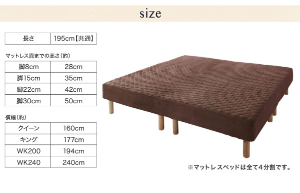 家族を繋ぐ大型マットレスベッド ボンネルコイル マイクロファイバータイプセット クイーン 脚15cm 組立設置付 | ブランド登録なし | 18