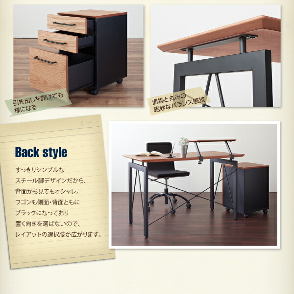 デスク 机 ワゴン セット 120 テレワーク 在宅 リモート 在宅ワーク