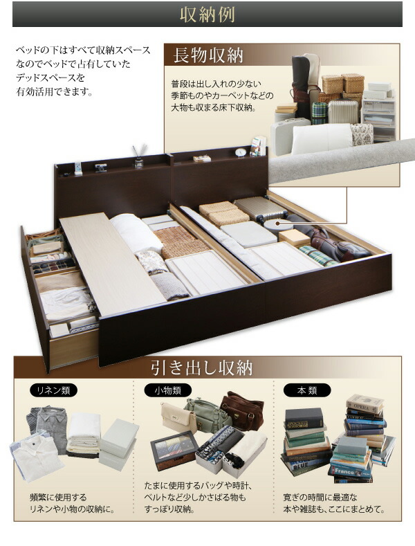収納付きベッド シングルベッド セミダブルベッド 収納 収納付き 収納ベッド スタンダードポケットコイルマットレス付き Aタイプ セミダブル 組立設置付