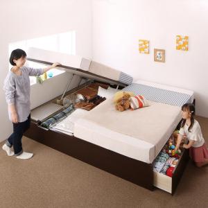収納付きベッド シングルベッド セミダブルベッド 収納 収納付き マルチラススーパースプリングマットレス付き B(S)+A(SD)タイプ ワイドK220 組立設置付