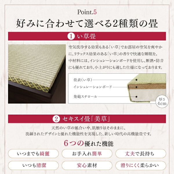 お客様組立 大型ベッドサイズの引出収納付き 選べる畳の和モダンデザイン小上がり い草畳 キング | ブランド登録なし | 15