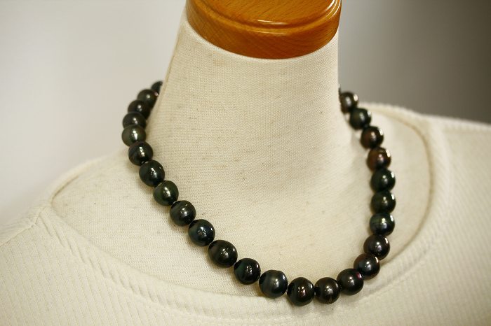 35％OFF】 タヒチ黒蝶真珠パールロングネックレス ブラックカラー 14
