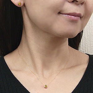 シトリントパーズ 11月誕生石 K18 ゴールド ピアス カラーストーン